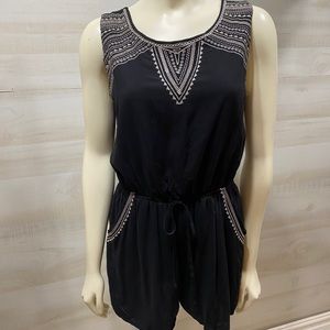 Black Romper with Contrast Stitching